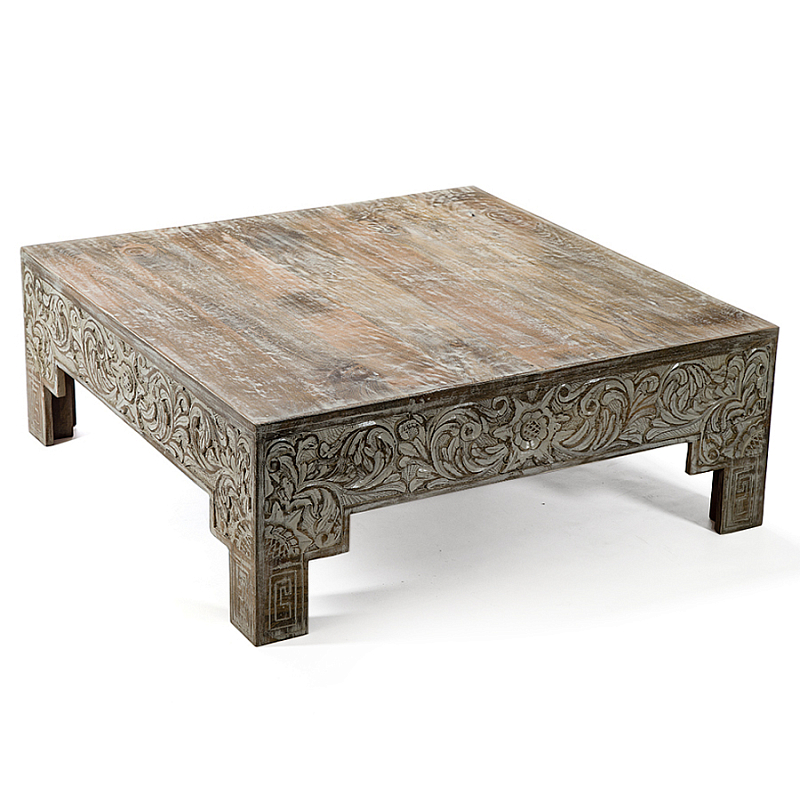 Кофейный стол Carved Сoffee table ручная резьба по дереву Коричневый винтаж в Кирове | Loft Concept 