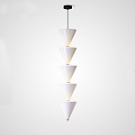 Подвесной светильник светодиодный в виде ряда белых металлических конусов  Herringbone варинант исполнения - 3 | Loft Concept в Кирове