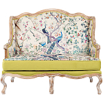 Диван из натурального бука бежевый с изображением птиц и цветов Beige Green Chinoiserie Garden Sofa варинант исполнения - 7 | Loft Concept в Кирове