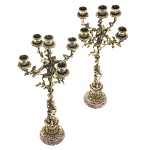 Подсвечники из бронзы на 10 свечей на подставке из камня креноид Stone Candlestick варинант исполнения - 2 | Loft Concept в Кирове