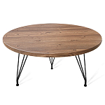 Стол журнальный c коричневой круглой столешницей на трех металлических ножках Charm Coffee Table варинант исполнения - 1 | Loft Concept в Кирове