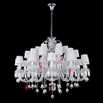 Люстра многоярусная с 30-ю белыми текстильными абажурами и хрустальными подвесками Lustre Reverie варинант исполнения - 2 | Loft Concept в Кирове