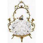 Конфетница с бронзовой ручкой и фарфоровой птичкой на крышке Eden Garden варинант исполнения - 1 | Loft Concept в Кирове