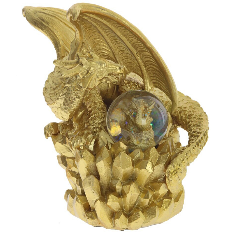 Декоративная статуэтка Дракон со стеклянным шаром Dragon Statuette Gold Прозрачное Стекло Золотой Декоративная статуэтка Дракон со стеклянным шаром Dragon Statuette Gold Прозрачное Стекло Золотой в Кирове | Loft Concept