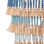 Люстра трехъярусная с декором из круглых деревянных бусин с кисточками Blue Wooden Beads Chandelier варинант исполнения - 2 | Loft Concept в Кирове