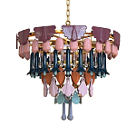 Люстра круглая с декором из разноцветных элементов в виде листьев Changing Seasons варинант исполнения - 10 | Loft Concept в Кирове