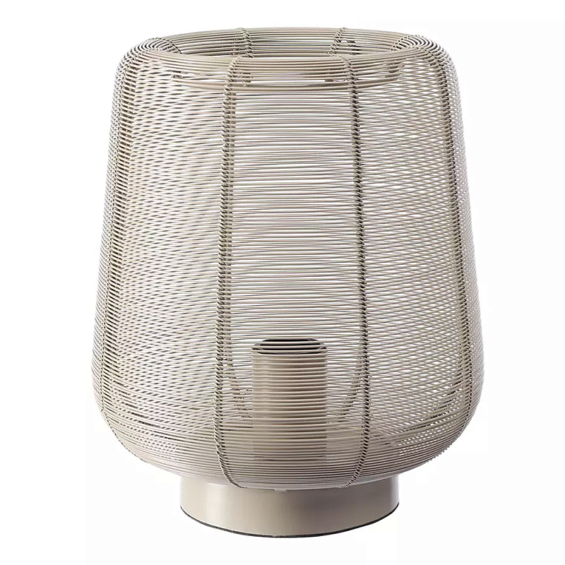 Настольная лампа с плетеным металлическим плафоном Wicker Iron Lamp Бежевый Черный в Кирове | Loft Concept 