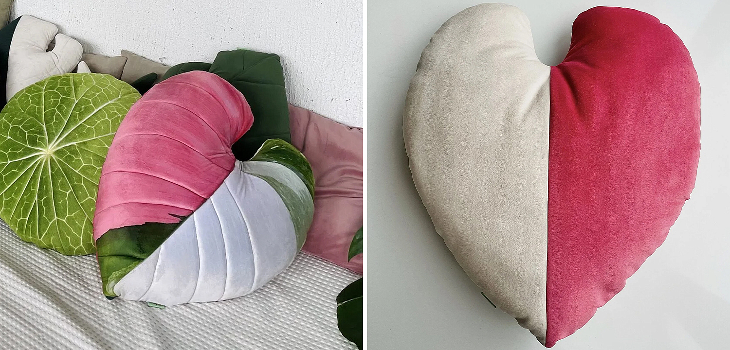 Декоративная подушка Botanical Cushion Filodendron Pink Princess Декоративная подушка Botanical Cushion Filodendron Pink Princess - Loft-Concept в Кирове