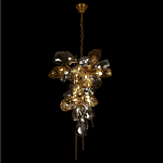 Люстра подвесная вытянутой формы с плафонами из стекла и металла с двумя вертикальными подвесками Gilded Mirage  варинант исполнения - 3 | Loft Concept в Кирове