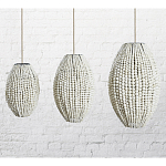 Подвесной светильник вертикальной овальной формы украшенный белыми круглыми бусинами Gradient Oval Pendant Lamp White варинант исполнения - 1 | Loft Concept в Кирове