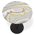 Стол журнальный с круглой столешницей из стекла Gray and Gold Marble варинант исполнения - 2 | Loft Concept в Кирове