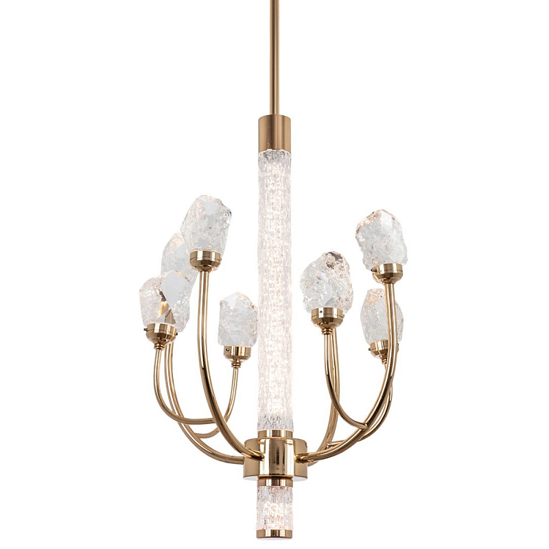 Люстра с декором в виде кристаллов из хрусталя Kenneth Crystal Stone Chandelier 8 Золотой Шампань Прозрачное Стекло Люстра с декором в виде кристаллов из хрусталя Kenneth Crystal Stone Chandelier 8 Золотой Шампань Прозрачное Стекло в Кирове | Loft Concept