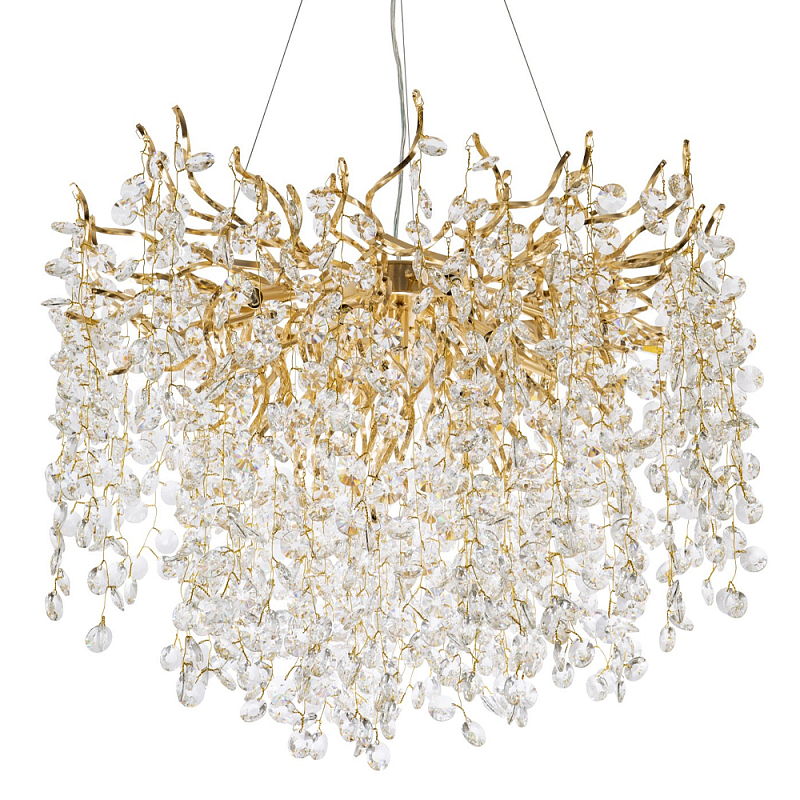 Люстра с хрустальными подвесками на металлических ветках Fairytree Light Gold Chandelier 14 Золотой Прозрачный Люстра с хрустальными подвесками на металлических ветках Fairytree Light Gold Chandelier 14 Золотой Прозрачный в Кирове | Loft Concept
