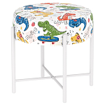 Пуф детский круглый с принтом на 4-х белых ножках Dinosaurs CHILDHOOD варинант исполнения - 1 | Loft Concept в Кирове