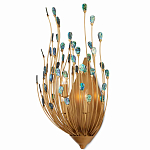 Бра настенное золотое с декором из бирюзовых элементов Peacock Tail варинант исполнения - 2 | Loft Concept в Кирове