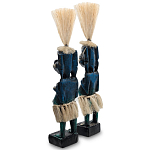 Комплект из 2-х деревянных статуэток Asmat Straw Headdress Statuettes Dark Blue варинант исполнения - 2 | Loft Concept в Кирове