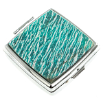 Таблетница карманная квадратная с 2-мя отделениями с зеркалом и накладкой из натурального камня Амазонит Silver Stone Pillboxes варинант исполнения - 1 | Loft Concept в Кирове