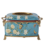 Салфетница прямоугольная голубого цвета с цветами и бабочками Blue Garden варинант исполнения - 1 | Loft Concept в Кирове