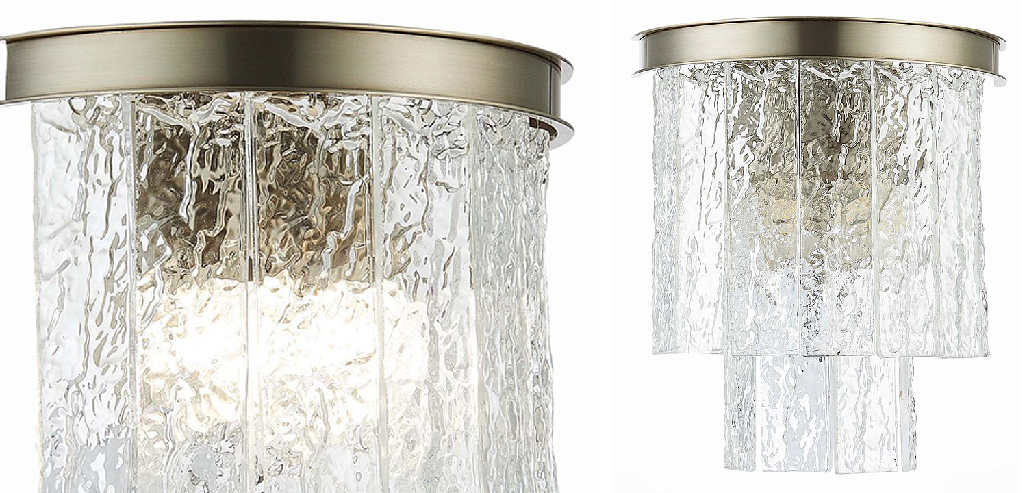 Бра Renea Textured Glass Wall Lamp Nickel Бра Renea Textured Glass Wall Lamp Nickel - Loft-Concept в Кирове