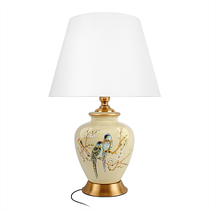 Настольная лампа бежевая с изображением птиц Slip Away