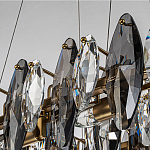 Люстра подвесная с овальными подвесками из стекла дымчатого цвета Harlow Crystal Round варинант исполнения - 3 | Loft Concept в Кирове