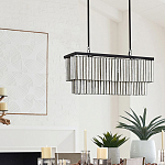 Люстра линейная прямоугольная с подвесками из натурального перламутра Nacre варинант исполнения - 5 | Loft Concept в Кирове