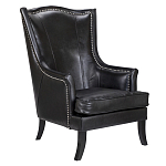 Кресло из натуральной кожи на 4-х деревянных ножках из массива бука Daniel Leather Armchair black варинант исполнения - 1 | Loft Concept в Кирове