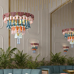 Люстра круглая с декором из разноцветных элементов в виде листьев Changing Seasons варинант исполнения - 12 | Loft Concept в Кирове