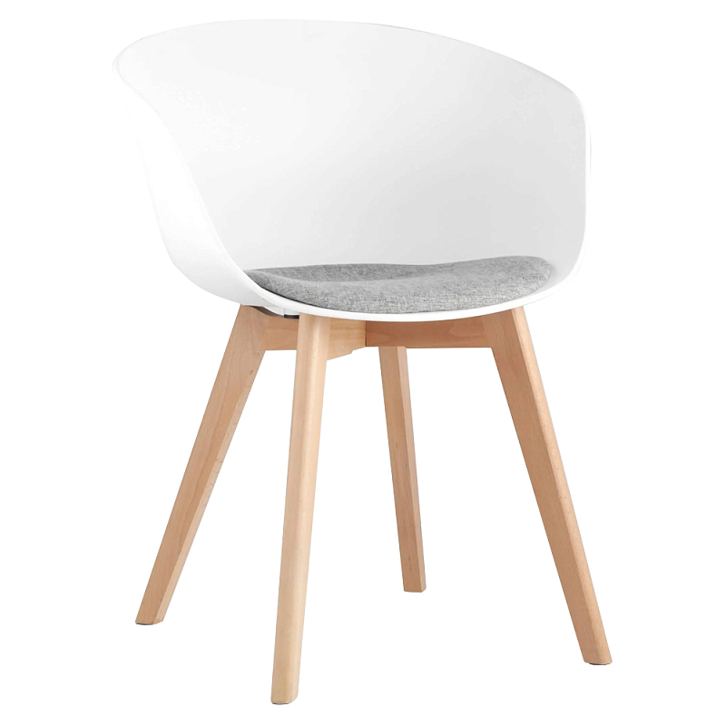 Стул из пластика с мягким сиденьем Eames Белый Бежевый Серый Стул из пластика с мягким сиденьем Eames Белый Бежевый Серый в Кирове | Loft Concept