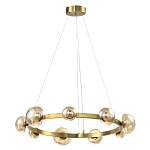 Люстра подвесная светодиодная с 9-ю круглыми плафонами коньячного цвета Iona Chandelier Brass  варинант исполнения - 1 | Loft Concept в Кирове