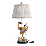 Настольная лампа с абажуром и основанием в виде двух цапель Porcelain Heron Lamp варинант исполнения - 1 | Loft Concept в Кирове