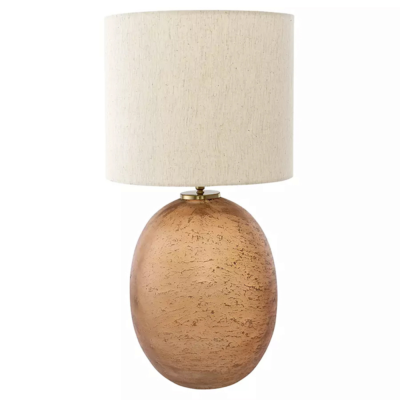 Настольная лампа с тканевым бежевым абажуром на овальном основании Beige Lampshade on Oval Base Бежевый в Кирове | Loft Concept 