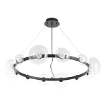 Люстра подвесная круглая с 12-ю прозрачными куполообразными плафонами и черным металлическим основанием Flos Wireline Lighting варинант исполнения - 2 | Loft Concept в Кирове
