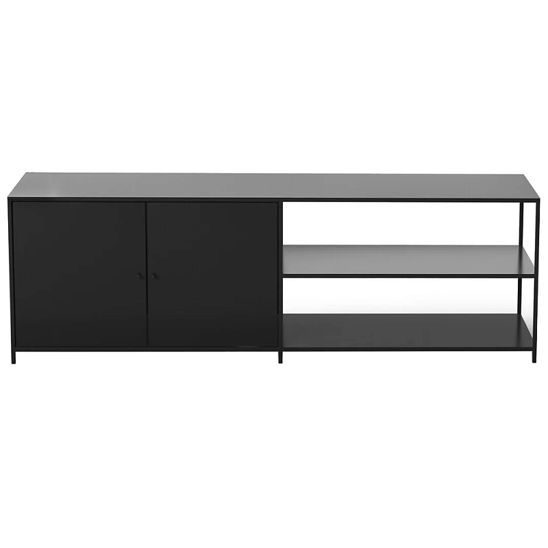 ТВ-тумба из металла с 2-мя дверцами и полками Damian Metal TV Stand Черный ТВ-тумба из металла с 2-мя дверцами и полками Damian Metal TV Stand Черный в Кирове | Loft Concept