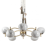 Люстра подвесная с 8-ю шарообразными плафонами из белого стекла с подвесками из камня и кисточками Agatelle варинант исполнения - 1 | Loft Concept в Кирове