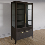 Витрина Primo со стеклянными фасадами и буфетом шпон Темный орех варинант исполнения - 3 | Loft Concept в Кирове