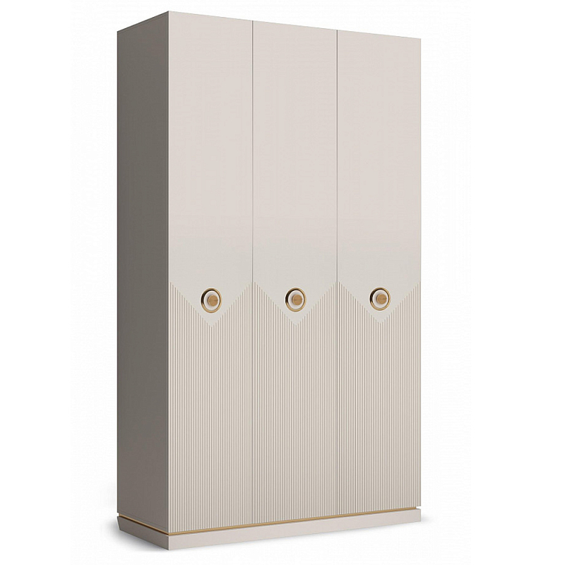 Шкаф трёхстворчатый платяной Satin Furniture Бежево-серый Шкаф трёхстворчатый платяной Satin Furniture Бежево-серый в Кирове | Loft Concept
