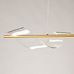 Люстра линейная золотистого цвета с двумя прозрачными волнистыми элементами Wave Line варинант исполнения - 4 | Loft Concept в Кирове