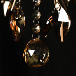 Люстра подвесная круглая с тканевым полупрозрачным абажуром и подвесками 4 лампы Gilded Elegance варинант исполнения - 7 | Loft Concept в Кирове