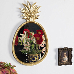 Зеркало овальной формы с золотистой рамкой и декоративной верхушкой в виде ананаса Pineapple Shine  варинант исполнения - 2 | Loft Concept в Кирове