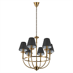 Люстра на металлическом основании бронзового цвета с 6-ю черными конусовидными абажурами Dignity варинант исполнения - 4 | Loft Concept в Кирове