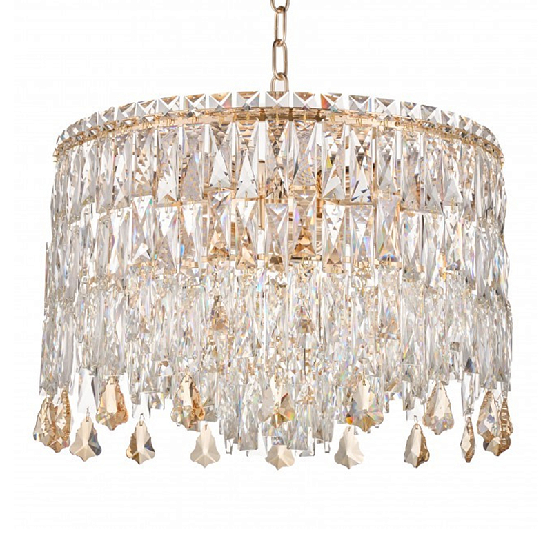 Люстра круглая с хрустальными подвесками на золотистом каркасе Roul Crystal Light Золотой Прозрачный Люстра круглая с хрустальными подвесками на золотистом каркасе Roul Crystal Light Золотой Прозрачный в Кирове | Loft Concept