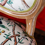 Стул из массива бука бежевый с изображением птиц и цветов Beige Green Chinoiserie Peach Garden Chair варинант исполнения - 4 | Loft Concept в Кирове