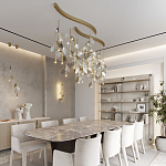 Подвесной светильник с золотистой вертикальной трубкой и декоративными прозрачными листьями из стекла Sylva  варинант исполнения - 7 | Loft Concept в Кирове