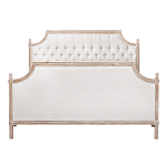 Кровать двуспальная светло-бежевая с основанием из массива дуба с мягким изголовьем Flax Beds варинант исполнения - 1 | Loft Concept в Кирове