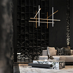 Люстра с 6-ю  пересекающимися цилиндрическими плафонами на тонких тросах Trumpet tube варинант исполнения - 8 | Loft Concept в Кирове