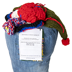 Подушка из джинсовой одежды и вязания Heart&Brain варинант исполнения - 3 | Loft Concept в Кирове