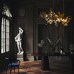 Люстра подвесная с 22-мя гранёными стеклянными плафонами с вертикальными подвесками Gilded Mirage  варинант исполнения - 9 | Loft Concept в Кирове