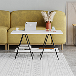 Стол журнальный с белой прямоугольной столешницей и полкой ESSEL WHITE варинант исполнения - 1 | Loft Concept в Кирове