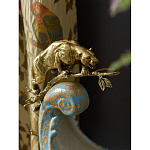 Чаша голубого цвета с оранментом и и бронзовыми фигурами леопардов Eden Garden варинант исполнения - 7 | Loft Concept в Кирове